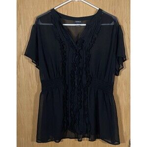 Torrid Black Sheer Babydoll Top Whimsigoth Romantic OfficeCore Vamp Women's Sz L